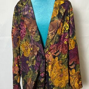 Vintage Handmade Metallic Paisley Jacquard Blazer size large